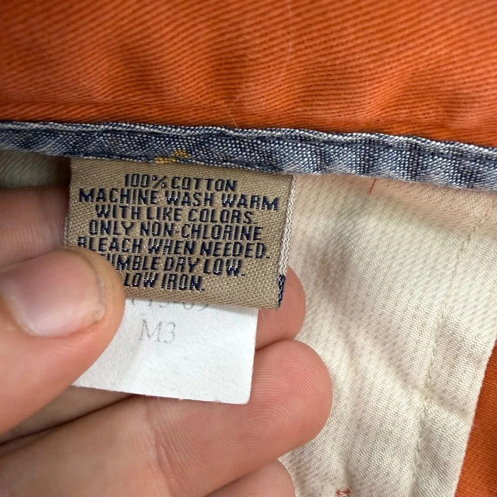 Bills Khakis M3 Brick 60 Min Twill Pant Orange Trim Fit Mens 33 Raw Hem USA